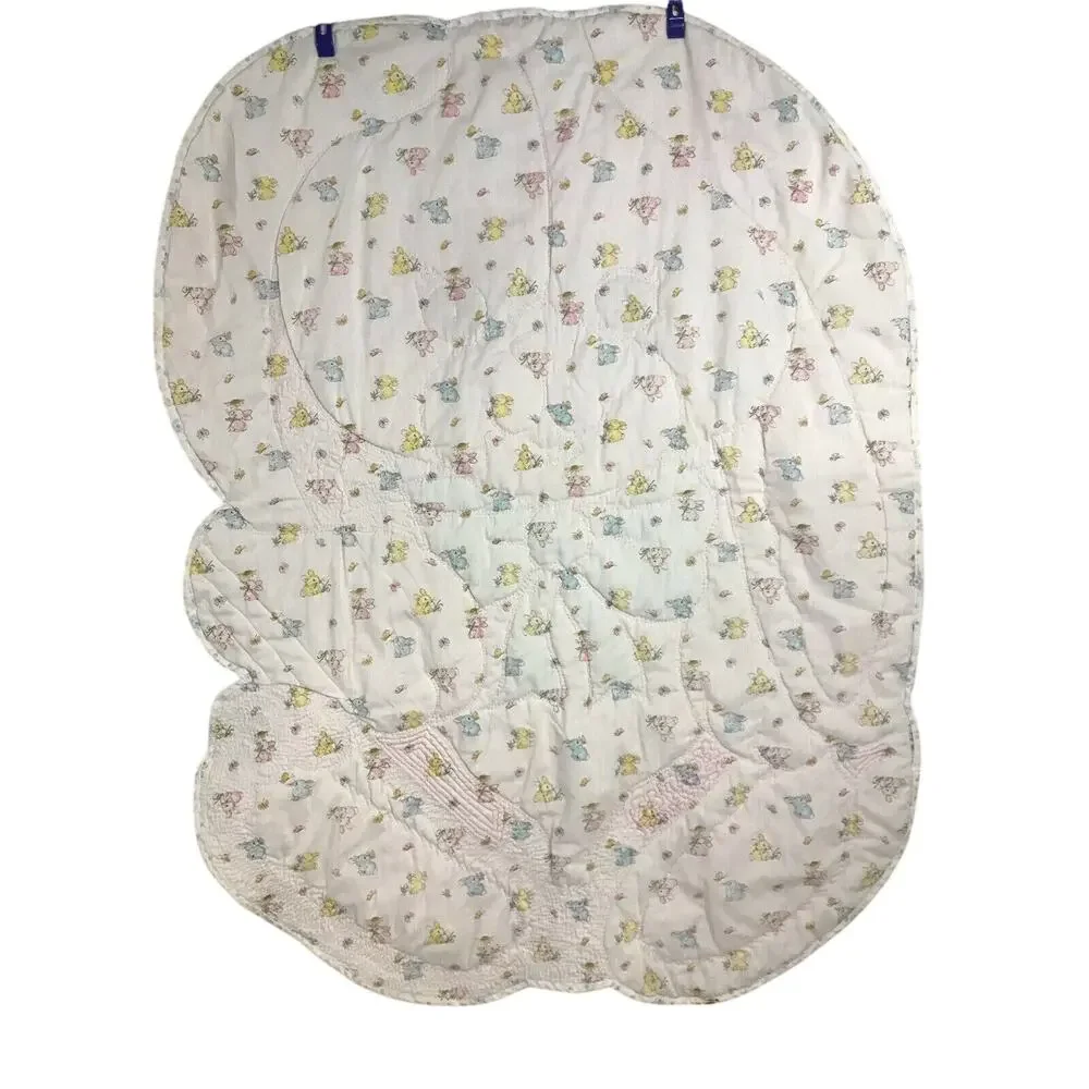 Vintage handmade pink bunny rabbit quilt baby blanket homemade Spring Mills
